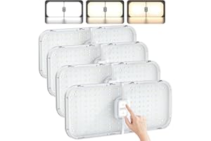 MODOFO 4 Pack RV Interior Lights, 12V LED Lights with Dimmer & Switch, 3-Color, 1200LM, 204 LEDs, 10 Brightness Levels for RV, Trailer, Camper, Boat