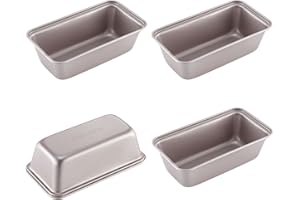 CHEFMADE Mini Loaf Pan Set, 5.5-Inch 4Pcs Non-Stick Rectangle Bread and Cake Bakeware for Oven and Instant Pot Baking (Champagne Gold)