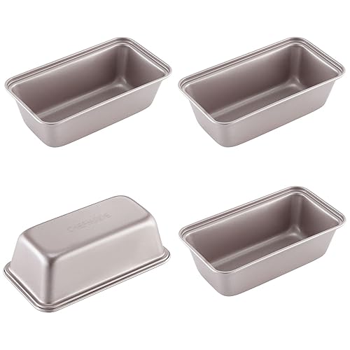 CHEFMADE Mini Loaf Pan Set, 5.5-Inch 4Pcs Non-Stick Rectangle Bread and Meat Bakeware for Oven and Instant Pot Baking (Champagne Gold)