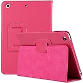 Generic Slim Folding Folio Stand Case for iPad Pro 12.9-inch 2017/2015 (Old Model, 2nd & 1st Generation), Lightweight Magnetic Closure PU Leather Flip Shockproof Auto Wake/Sleep Smart Cover Hot Pink