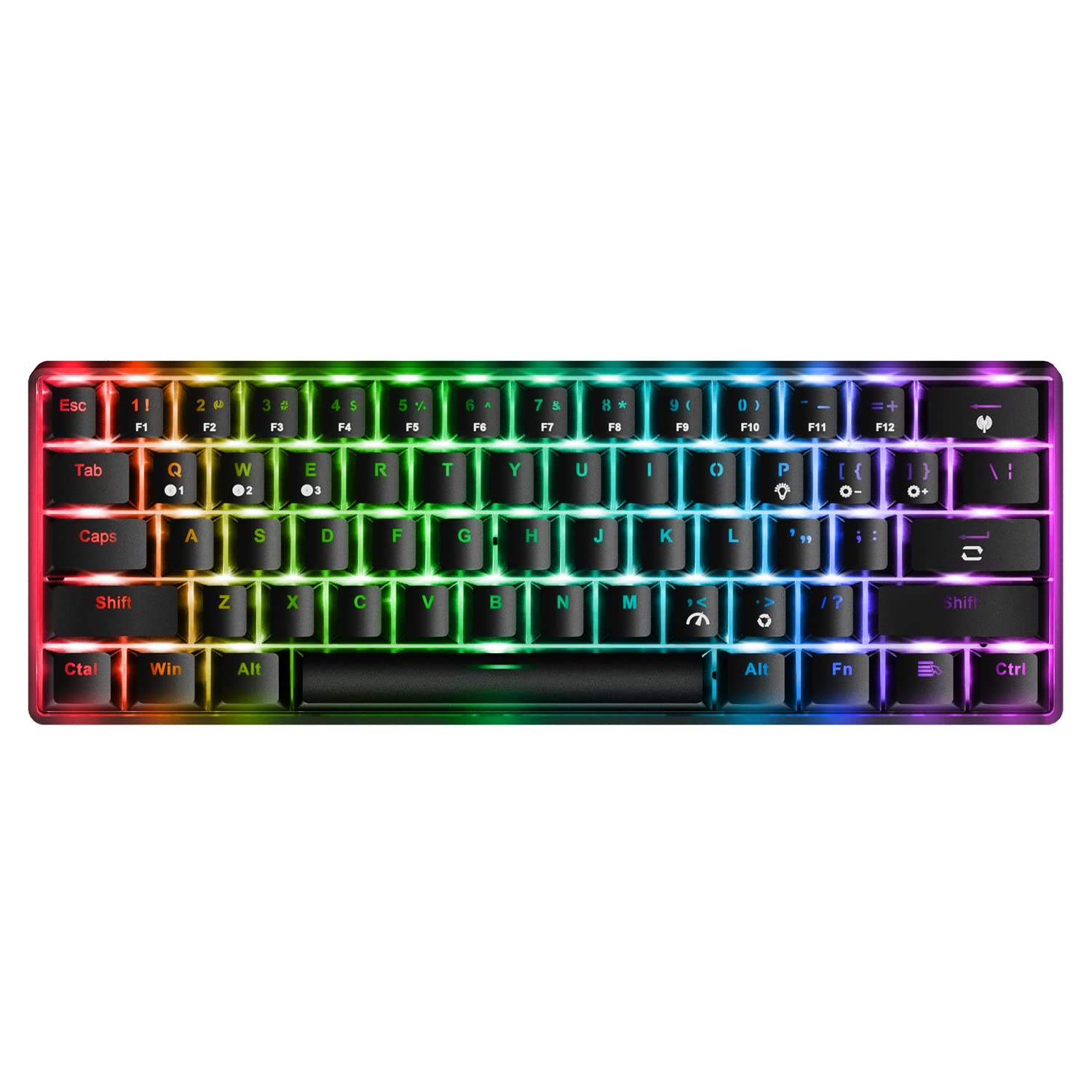 61 Keys RGB Wireless and Wired Mechanical Gaming Keyboard with Blue Switches, Audible Click Sound Rainbow Portable Compact Mini Office Keyboard for Windows PC Gaming, (F-SG61)
