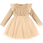 DREAM BUS Toddler Girl Christmas Dress Baby Girl Long Sleeve Ruffled Velvet Top Tulle Dress Special Occasion Dress