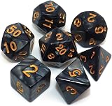 CREEBUY Black Polyhedral Dice Set DND D&D D20 D12 D10 D8 D6 D4 with Pouch