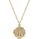 MEVECCO Dainty Gold Seashell Pendent Necklace Ocean Necklace for Women 18K Gold Plated Necklace Boho Handmade Summer Beach Necklace Jewelry