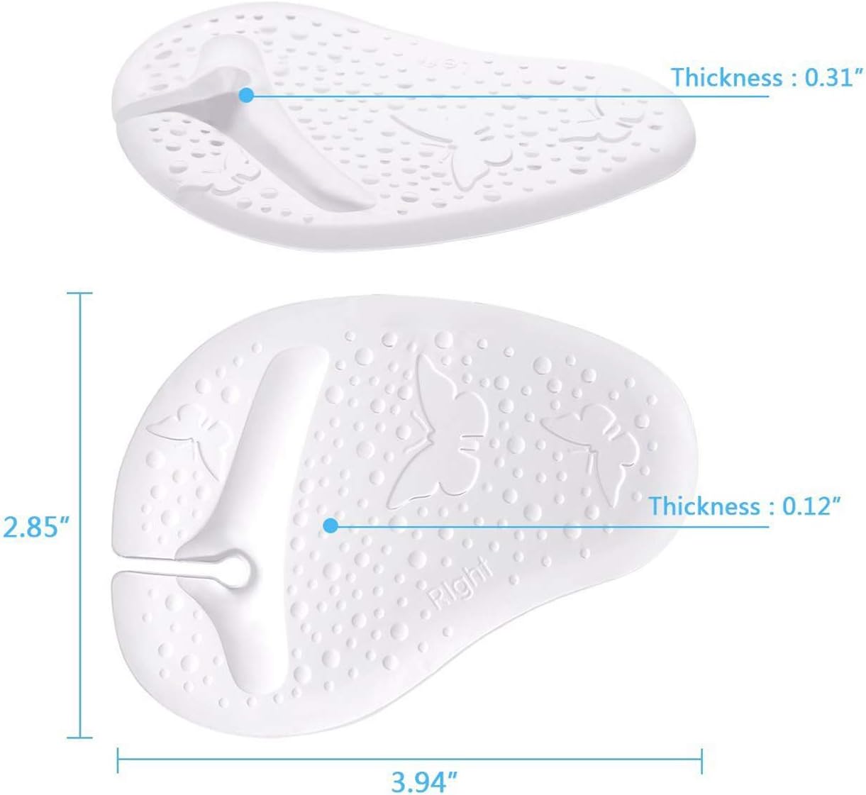 Gel Metatarsal Pads for Thong Sandals Flip-Flops, 2Pairs Forefoot Cushion Inserts, Ball of Foot Grip Pads for Metatarsal Support and Pain Relief, Anti-Slip: Health & Personal Care