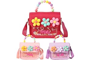 TIRXUIND Personalized Shoulder Bag for Girls – Custom Name Crossbody Bag, PU Leather Purse for Kids, Travel Vacation School B