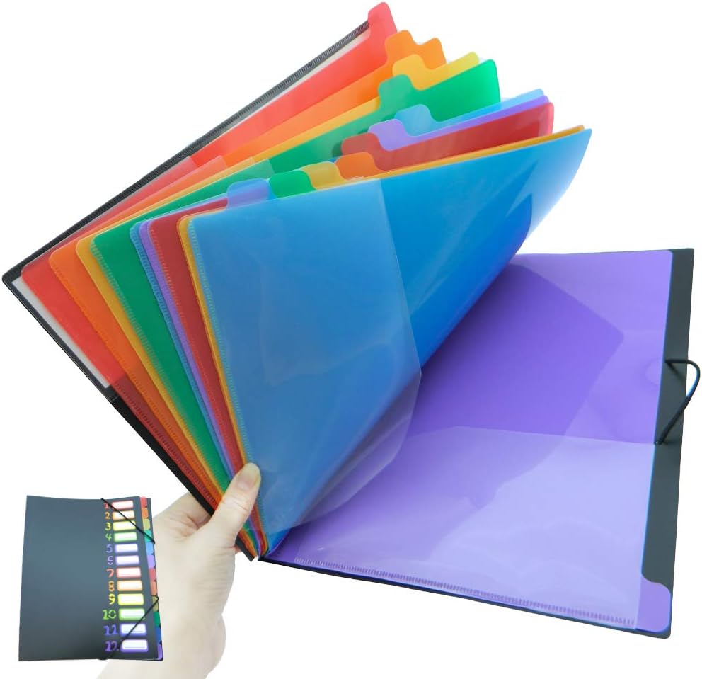 Lesown 12 Pocket Expandable Project Sorter Multicolor Expanding