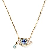 Cicy Bell Evil Eye Necklace for Women 18k Gold Plated Pendant Necklace Cubic Zirconia Turquoise Dainty Trend Jewelry Gift, 16.1" + 1.9" Extender