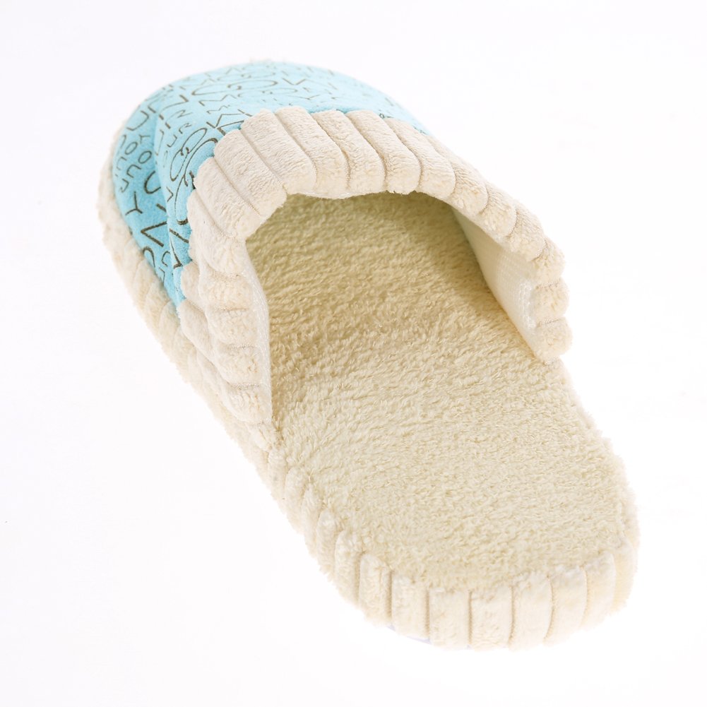 zibuyu unisex warm soft anti-slip letter cotton slipper shoes pink women men