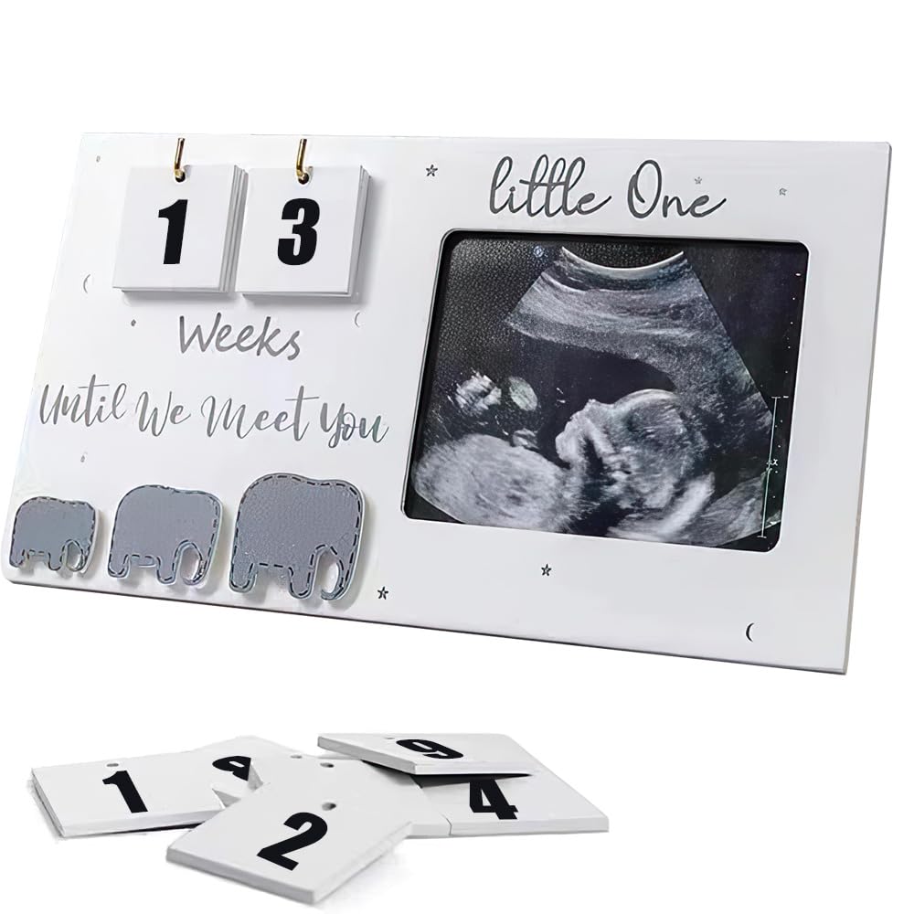 Lotvic Baby Scan Photo Frames, 9.5'' x 5'' Baby Ultrasound Photo Frame with Countdown Weeks, Baby Announcement Gifts, Mum to be Gifts, Baby Gender Reveal Gifts, Pregnancy Gifts for Mum Expecting