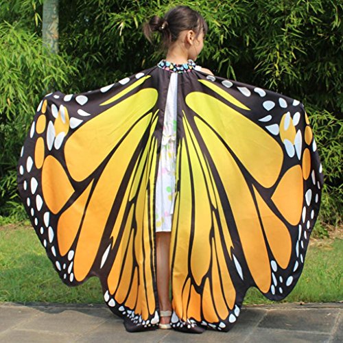 Monarch Butterfly Wings,Kemilove Prop Soft Fabric Butterfly Wings Shawl Fairy Ladies Nymph Pixie Costume Accessory (Kid,136108CM, Orange)