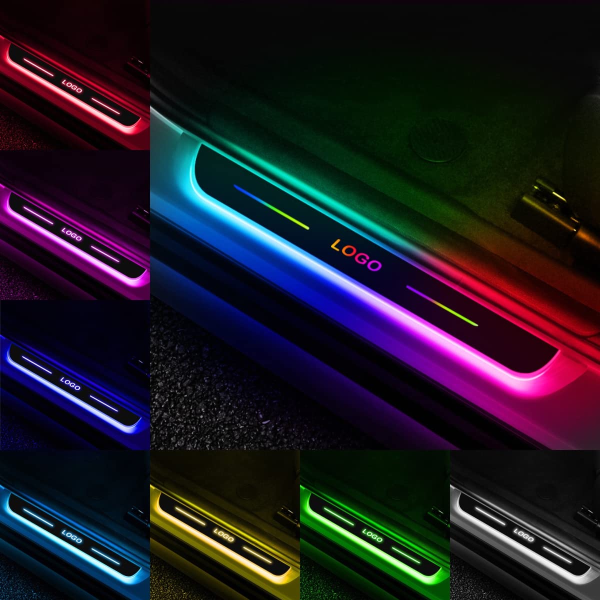 Car LED Door Sill Lights, LG LOUIS GARDEN Customized Logo Auto-Sensing Car Door Welcome Courtesy Lights, Waterproof Car Threshold Lights, Custom Text & Pattern, Gifts for Birthday Christmas Day