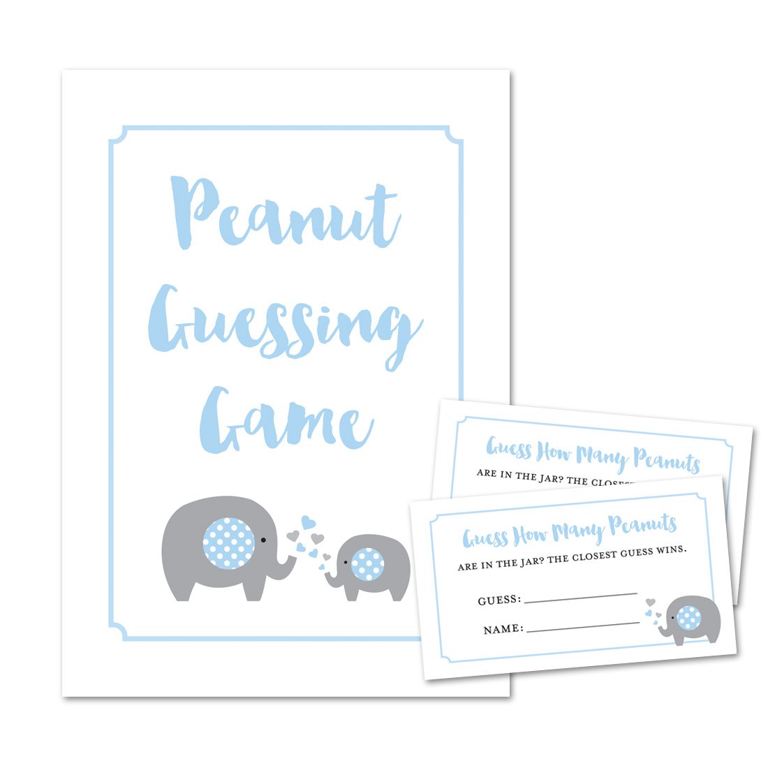 Amazoncom Peanut Guessing Baby Shower Game Blue Elephant 24