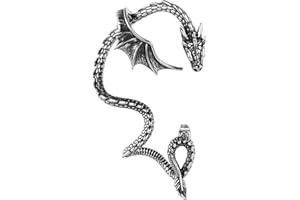 AccGin Gothic Dragon Ear Cuff 1pcs Retro Silver Punk Hip Hop Stainless Steel Snake Dragon Cuff Earring Cartilage Climber Ear Wrap Ear Earrings Stud Wrap Snake Dragon Earrings for Women or Men
