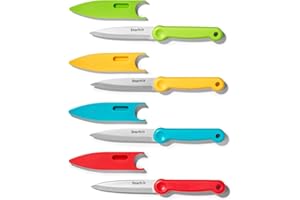 Starfrit Paring Knives Set of 4, Colour-Coded Handles to Prevent Cross-Contamination, Dishwasher Safe, Kitchen Knife Set for 