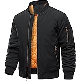 HOOD CREW Men’s Bomber Jackets Fall Winter Warm Windbreakers Zip Up Casual Lightweight Jacket Padded Coats with Pocket
