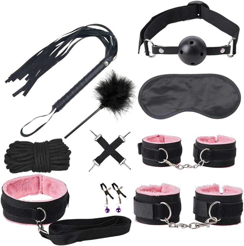Guiseniour 10Pcs Lovers Funny Play Toys Set Bondige Restraints Kit for Couples Crazy Play Eager 6 Love Games in Bedroom
