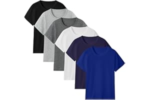 Weymuic 6 Pack Cotton Boys T Shirts Kids Short Sleeve Tops Summer Tee Shirts Clothes for Toddlers