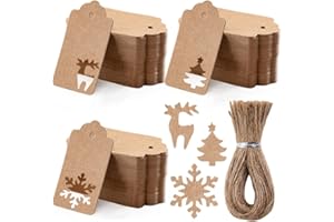 PRIMBEEKS Gift Tags, Double-Sided Available Kraft Paper Price Tags with Natural Jute Twine, Craft Tags Labels Treats Tags for Wedding Christmas Day Thanksgiving-Black