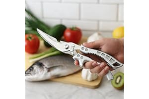 Stainless Steel Kitchen Scissors – Heavy Duty Cooking & Food Shears for Poultry Bones, Fish, Meat, and Vegetables (1-Pack)