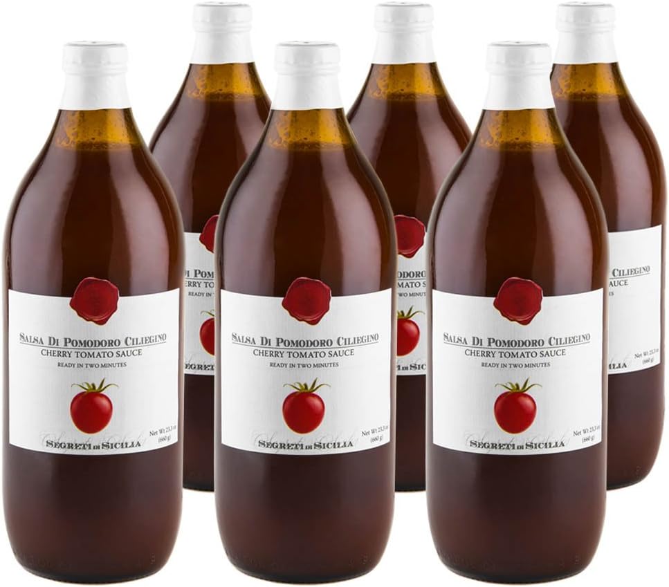Frantoi Cutrera - Salsa Di Pomodoro Ciliegino - Cherry Tomato Sauce Flavored with Basil - 23.3oz (660g) pack of 6