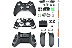 Hzxkqmil Housing Shell Kit for Xbox Elite 1st Controller, Replacement Full Case Cover Faceplate Middle Frame Side Rails ABXY LT RT Buttons LB RB Bumper Accessories (Black)