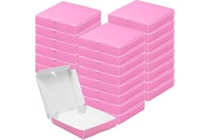 yptniginu 24 Pcs Mini Pizza Pizza Boxes Disposable pink Small Dessert Boxes for Party Favor Decorations for Cake Cookies Party Favor (Pink)