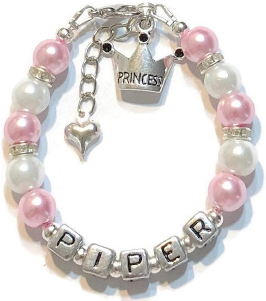 Custom Bracelets-Personalized Princess Charm Girl's Bracelet-Beaded Name Bracelet-Birthday/Christmas/Easter/Valentine/New Baby Gift