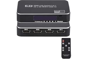 WONLYUS 4K HDR HDMI Switch, HDMI Switcher 5x1 5 in 1 Out Ports 4K 60Hz HDMI 2.0 Switcher Selector with IR Remote, Supports Ultra HD Dolby Vision, High Speed (Max to 18.5Gbps), HDR10, HDCP 2.2 & 3D