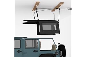 ALLCOS Hard Top Removal Lift for Jeep Wrangler JL JK Models and Ford Bronco, 12ft Hardtop Overhead Garage Storage Hoist with Anti-Drop System, Supports 8-16 ft. Ceiling