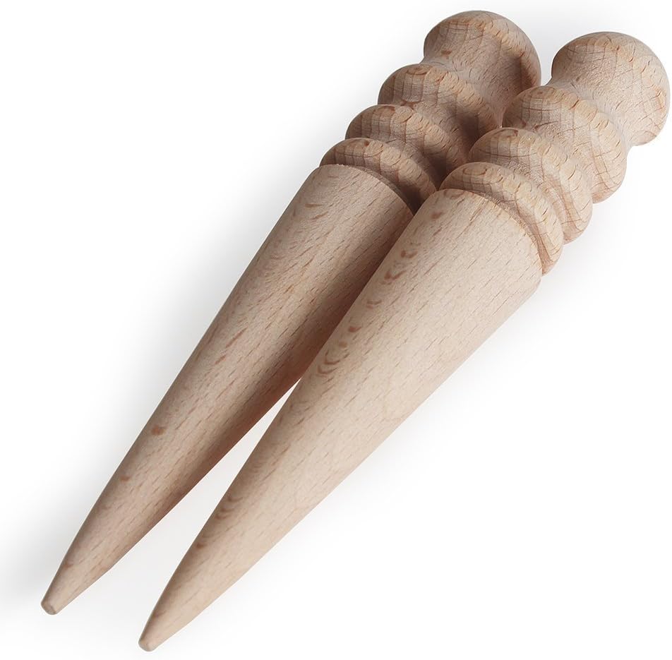 2PCS DIY Natural Solid Wood Leathercraft Round Wood Edge Slicker Multi-size Burnisher for Leather Working