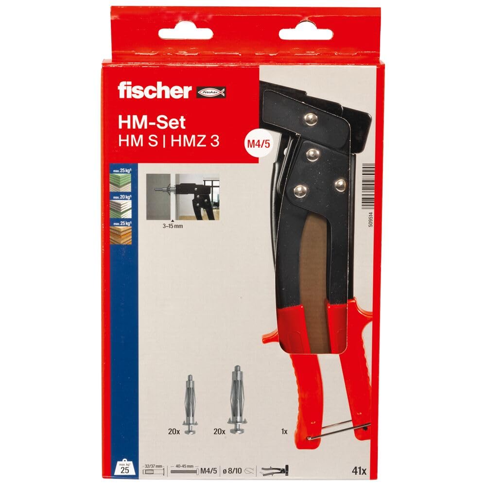 Fischer - Silver Metal Anchor Kit with Pliers and 40 Dowels for Hollow Body