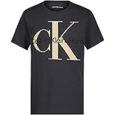 Calvin Klein Boys Short Sleeve Logo Crew Neck T-Shirt, Soft, Comfortable, Relaxed Fit