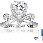 Sterling Silver Urn Ring for Ashes 925 Vintage Cremation Jewelry Ash Cubic Zirconia Butterfly Bereavement Keepsake Rings Memorial Gifts for Women