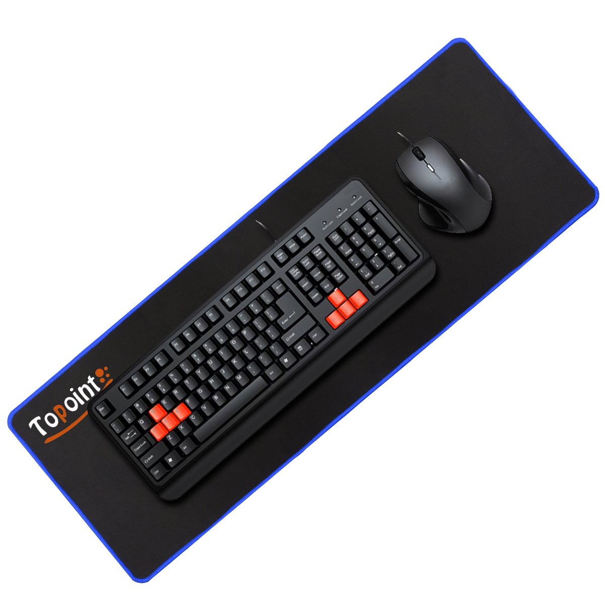 Gaming Mouse Pad, Topoint Extended Large Mouse and Keyboard Mat Soft+Waterproof+Anti Slip for Hardcore Gamer-78 * 30 cm (Blue)