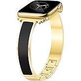 Newlibery Gold Slim Watch Bands for Women Compatible with Apple Watch 38mm 40mm 41mm 42mm (S10/11) Jewelry Dressy Bracelet Metal Strap Adjustable for iWatch Series 11/10/9/8/7/6/5/4/SE 3/2/1