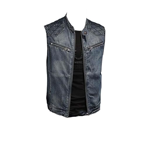 Motorcycle Vest Sleeveless Denim Biker Jacket Denim Vest For Men
