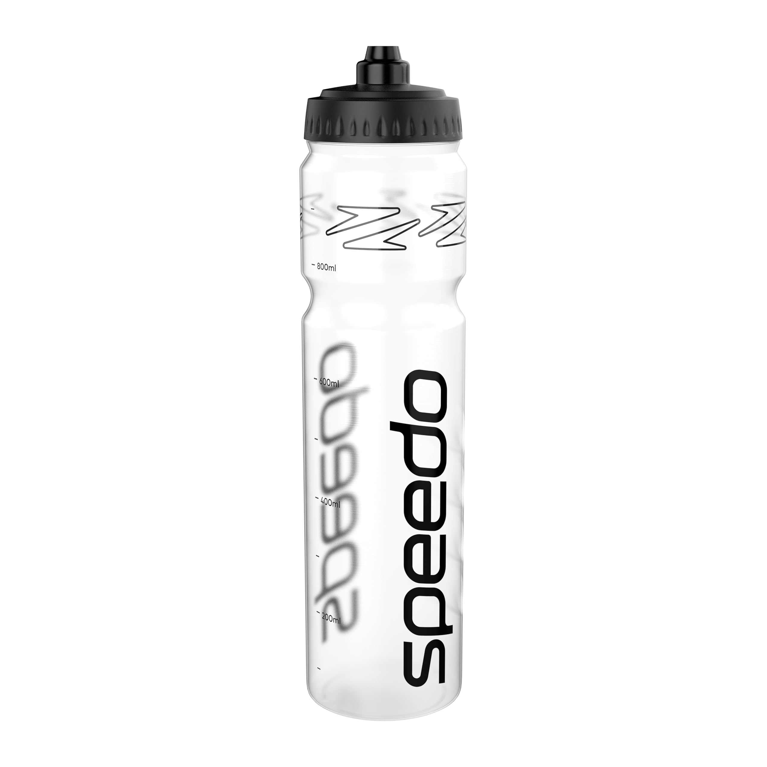 Speedo Unisex-Adult 1 Litre Water Bottle | Ergonomic Design Water Bottle, Clear/Black, One Size