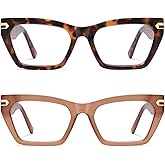 AMOMOMA Oversized Cat eye Reading Glasses for Women,Men,Men Blue Light Blocking Computer Readers Spring hinge AM6148