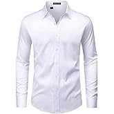 ROUWELL Men’s Wrinkle Free Dress Shirts Regular Fit Long Sleeve Non Iron Business Casual Wedding Stretch Button Down Shirt
