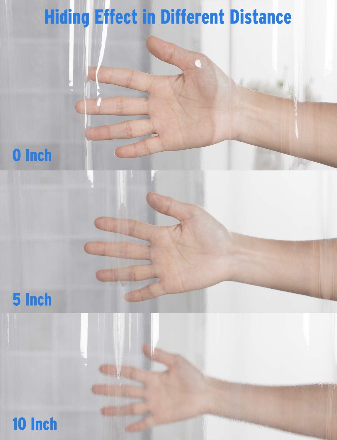 AmazerBath 12 Gauge Heavy Duty Crystal Clear Thick Shower Curtain Liner with Heavy Duty Clear Stones and 12 Grommet Holes Waterproof Bathroom Plastic Shower Curtain Liner-72 W x 72" H: Kitchen & Dining