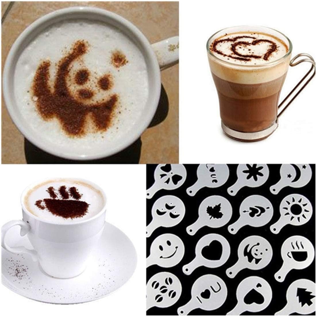 16Pcs Coffee Latte Art Stencils DIY Decorating Cake Cappuccino FoamTool