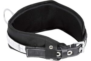 Peakworks Fall Protection Safety Harness Restraint Belt with Padded Lumbar Support, 1 D-Ring, Black, Large, V8056013
