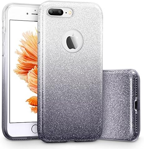 iPhone 8 Plus/7 Plus Case, SIVA Bling Glitter Sparkle Pretty Cute Premium Luxury Cover Love Heart Diamonds for Girls/Women for Apple 5.5" iPhone 8plus/7plus (Gradient Black)