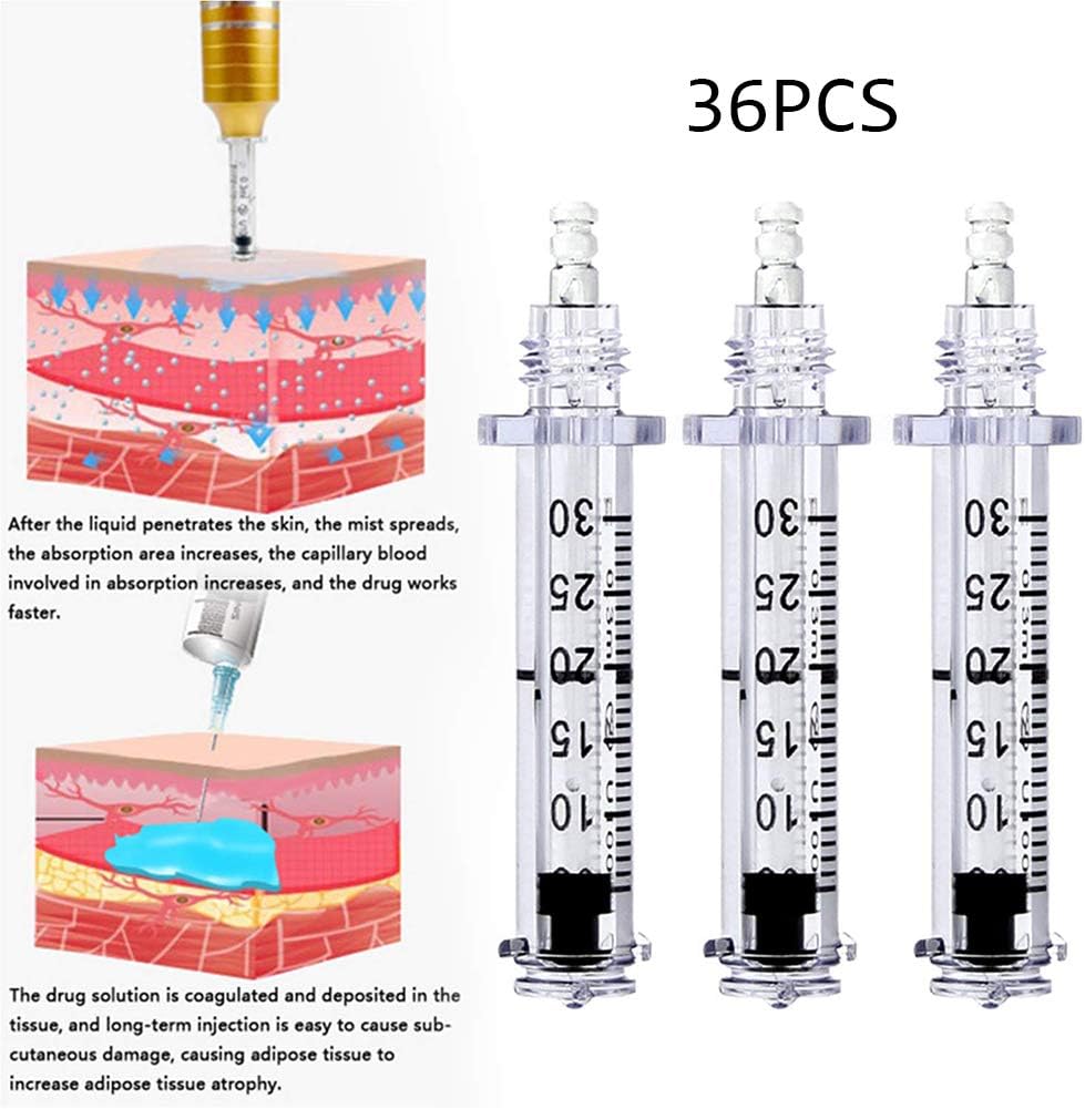 HHYGR Ampoule Head Hylauronic Acid Injection, 36pcs Ampoule Head High Pressure Wrinkle Removal Water Syringe Injection Atomizer Skin Care Tool