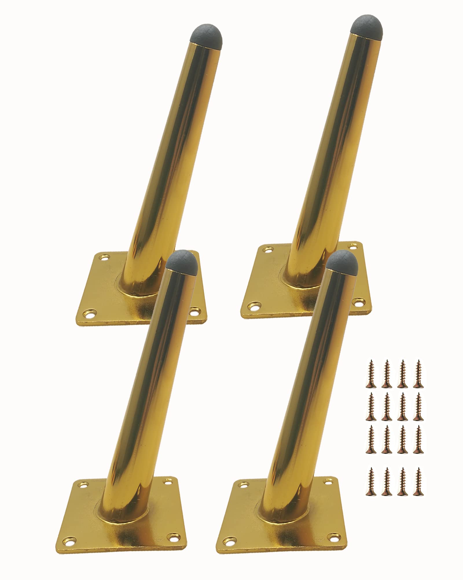 Mimhooy 8 Inch Furniture Legs Luxury Gold - Oblique Tapered for TV Cabinet, Dresser, Coffee Table, Couch, Sofa - Mid-Century Modern Style Metal Feet (4Pcs) โ image 1