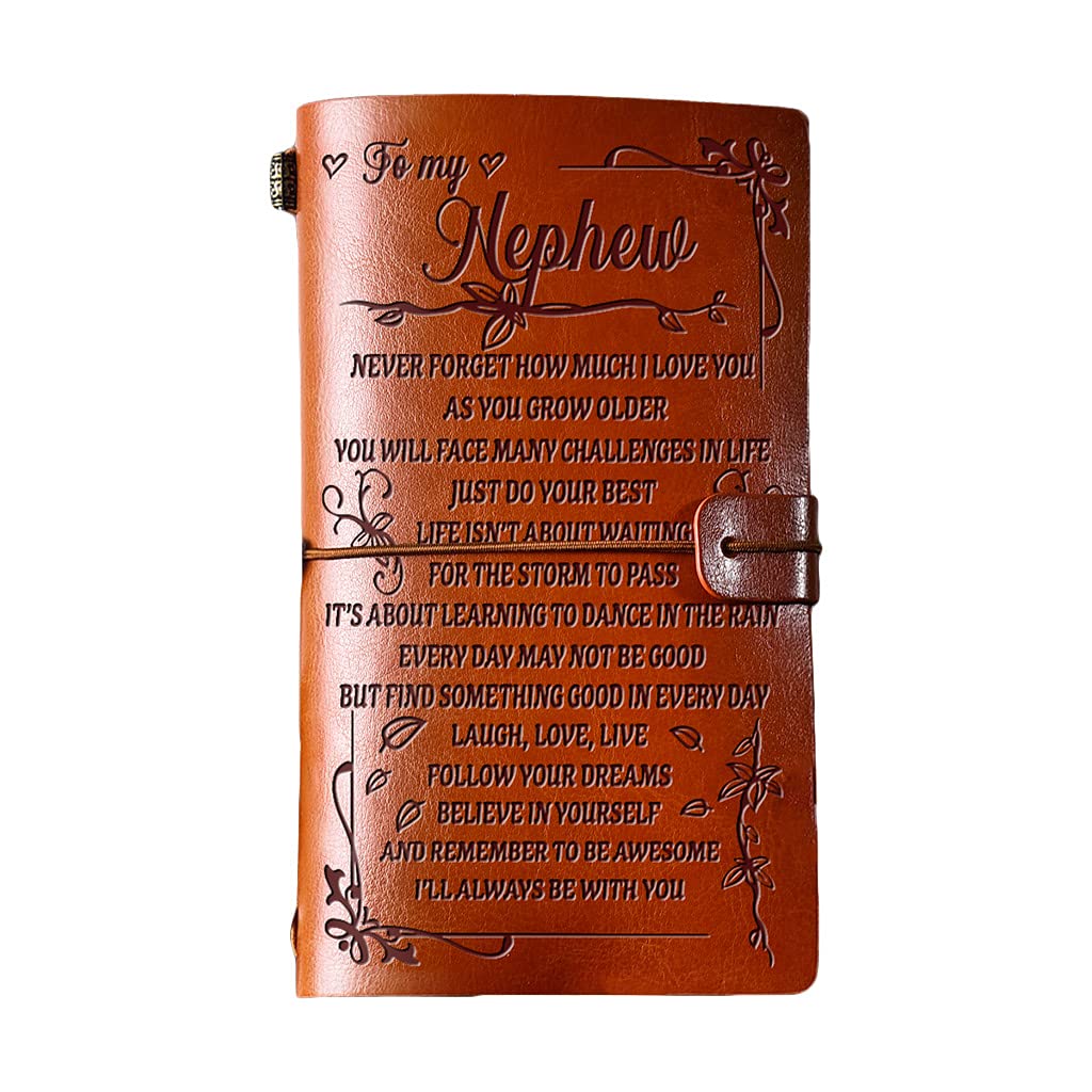 MONLEYTA Elegant Handcrafted Diary Notebook Engraved Leather Journal Message Note Book To nephew