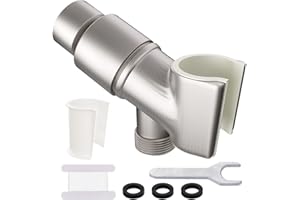Enoch's Land All Metal Shower Head Holder, Adjustable Mount Bracket with Brass Pivot Ball, Fits Most Shower Arms, Brushed Nic