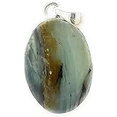 Natural Blue Peruvian Opal 925 Sterling Silver Pendant 35mm