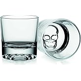 Godinger Skull Whiskey Glasses, Old Fashioned Whiskey Glasses, Skull Face Glass Cups, Drinking Glasses - Set of 2